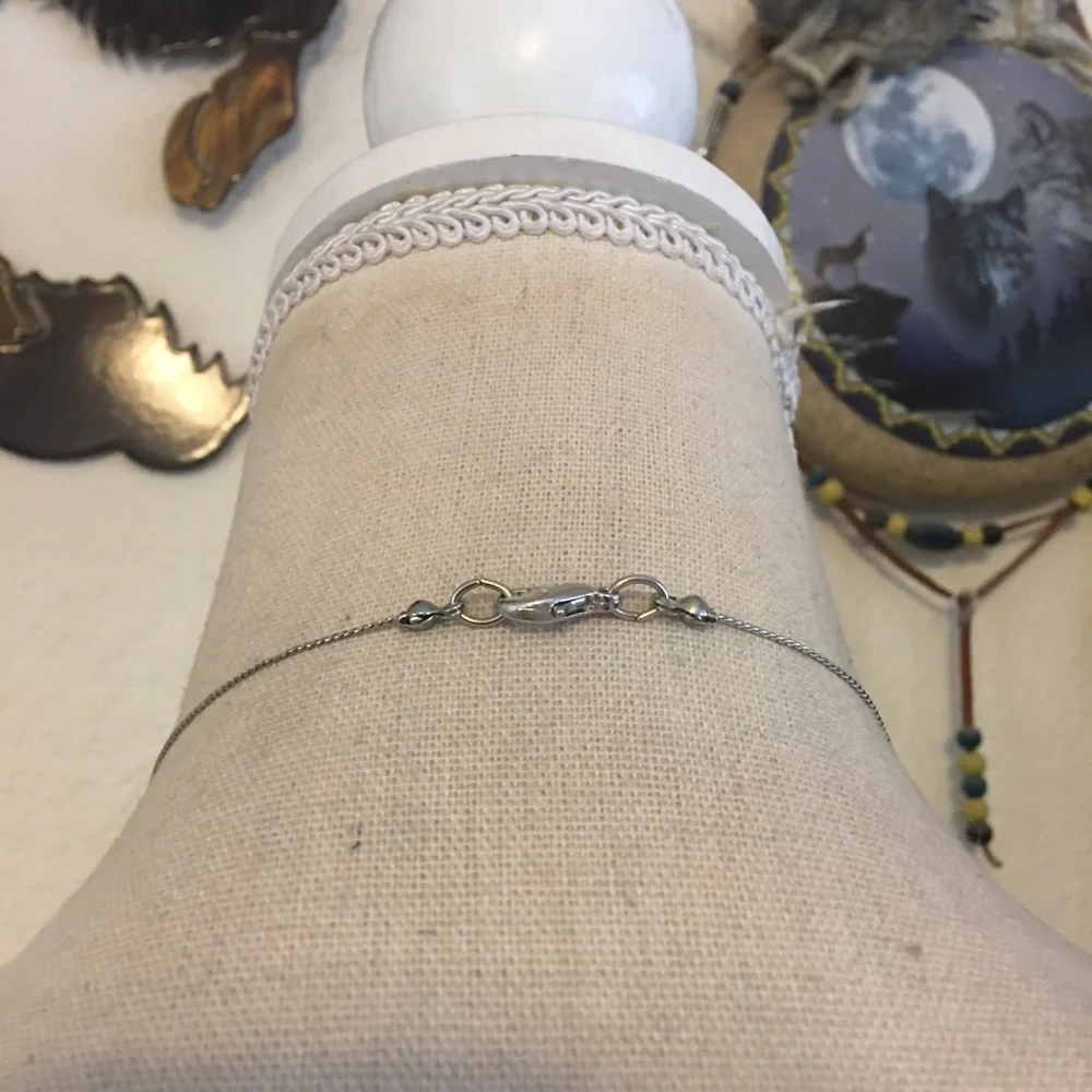 Blue tone glass beaded silver tone chain necklace